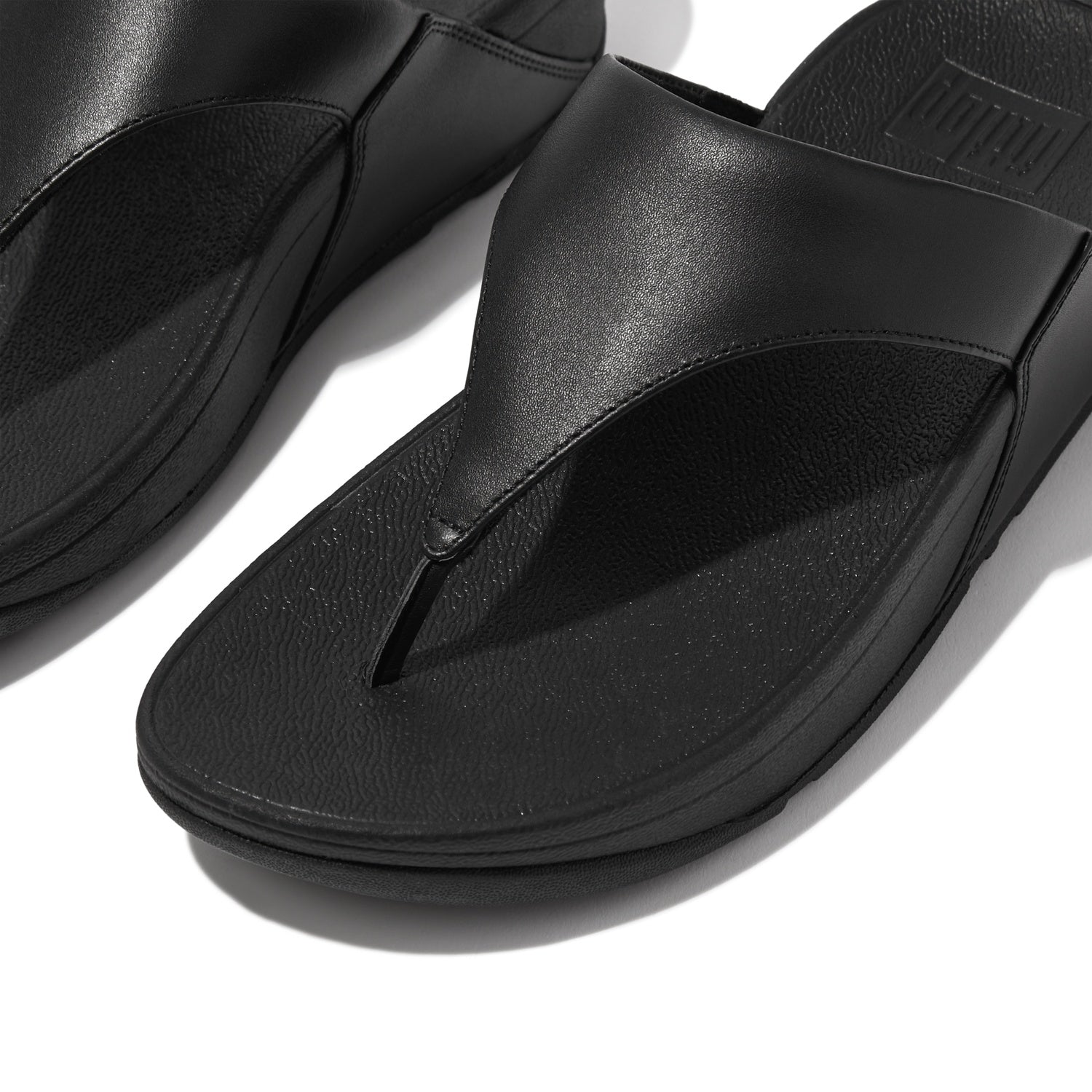 LULU Sandalias de Cuero Dedo - Negro