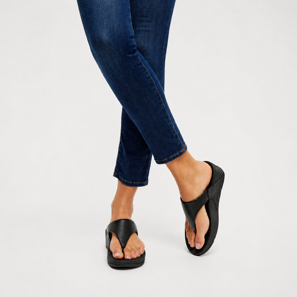 LULU Sandalias de Cuero Dedo - Negro